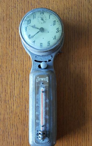 Vintage Antique Jewell Thermostat Thermometer With Clock