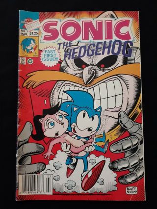 Vintage Sonic The Hedgehog Comic Fast First Issue No1 March 1993 Archie Comic.