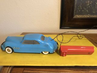 Vintage Wired Remote Control Car 10” Cool Plastic & Metal