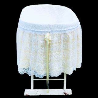 Vintage Bassinet Cover Skirt Yellow Lace With Ribbon Bow