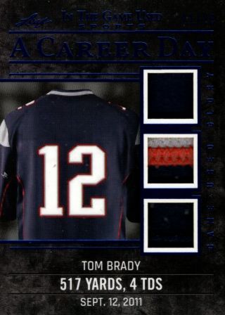 Tom Brady 2020 Leaf Itgu In The Game Blue A Career Day Triple Patch 21/25
