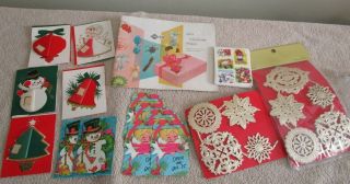 Vintage Christmas Gift Foil Seals,  Gummed Stickers,  Mini Tag Cards,  Honeycomb
