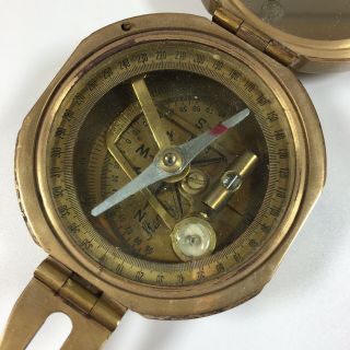 Vintage Heavy Brass Compass Made By Stanley London