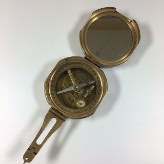 Vintage Heavy Brass Compass Made By Stanley London 2