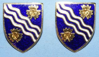 Vintage Merseyside Security Fire Collar Badge Pair - Enamel Obsolete Defunct