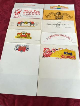 Vintage Circus Letterheads Group Of 10 Different Ones 8.  5 X 11 Group B