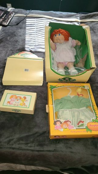 Vintage 1984 Cabbage Patch Kids Doll With Crayon Box,  Papers & Outfit