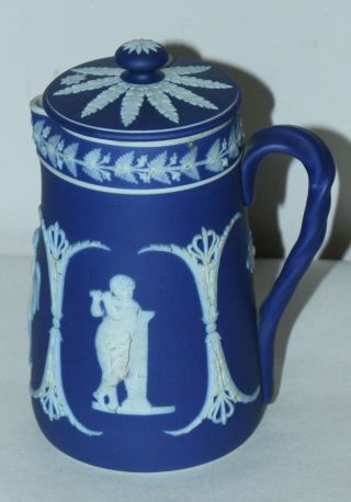 Rare Antique Coffee Pot Wedgwood? Blue Jasperware Unusual Angels
