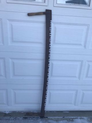 Vintage Antique 68” Inch Two Man Crosscut Logging Saw With 9” Handles