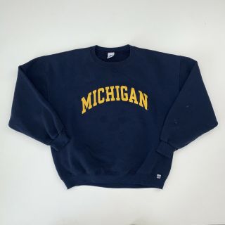 Vintage Michigan Wolverines Crewneck Sweatshirt Adult Xl Blue Ncaa