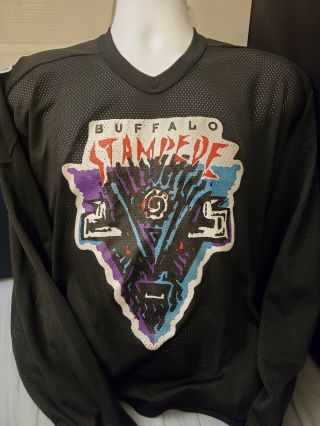 Vintage Late 80s To 1990s Buffalo Stampede Hockey Jersey.  Mens Large By Bauer.