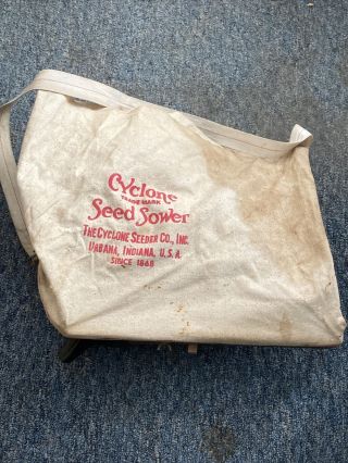 Vintage Cyclone Seeder Sower Hand Crank Seed Spreader Urbana Indiana Farm - Grn