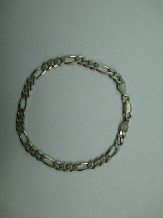 Vintage Sterling Silver Figaro Link Bracelet 925 Italy 7.  75 " 5.  25mm 655d