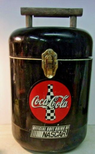 Vintage Nascar Coca Cola Metal Cooler Ice Bucket 18 " Tall X 9 " Diameter
