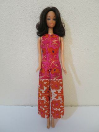 Vintage 1972 Barbie Walk Lively Steffie Doll 1183 In Orig Mod Jumpsuit -