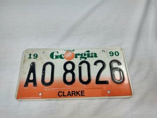 1990 Georgia Peach License Plate - Clarke County