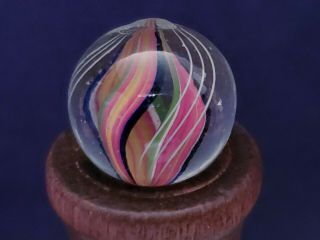 Antique Vintage German Handmade Triple Ribbon Core Swirl Marble.  65 "