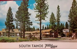 Vintage Old 1960 Photo Postcard Of Travelodge Motel South Lake Tahoe California