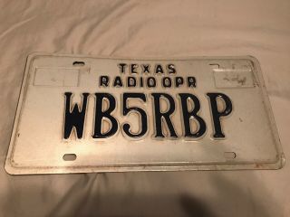 Vintage Texas Radio Operator License Plate Wb5rbp Man Cave Ham Radio