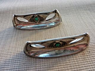 Antique Vintage Tudric Liberty Style Art Nouveau Knife Rests With Oval Turquoise
