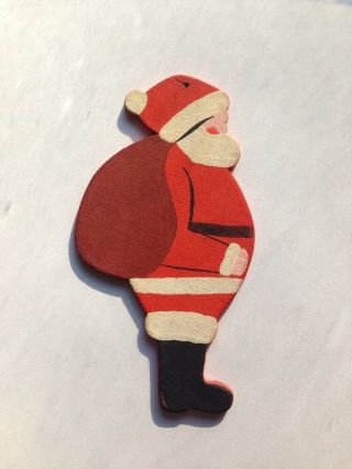 Vintage Hand Painted Wooden Santa Claus Christmas Tree Ornament