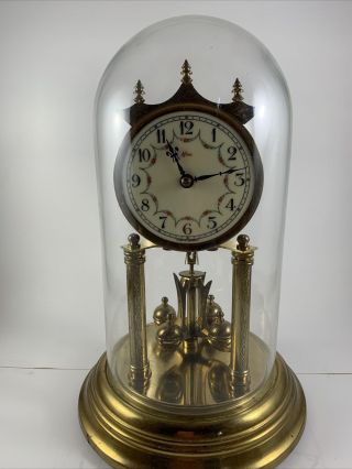 Vintage Antique Anniversary Wind Up Glass Dome Clock - Koma Konrad Mauch Germany