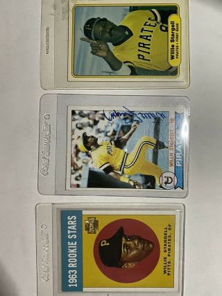 Autographed 1979 Topps Willie Stargell Pittsburgh Pirates 55 With 2 More Cards