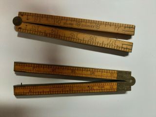 2 Antique 24 Inch Folding Rulers