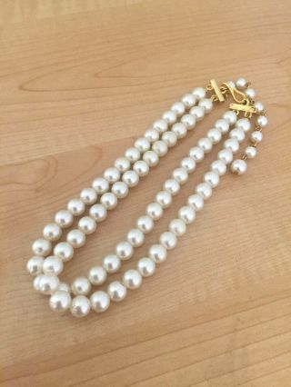 Vintage Double Strand Faux Pearl Choker Necklace