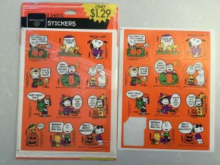 Vintage Snoopy Halloween Stickers Hallmark 4 Sheets Woodstock Made In Usa