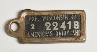 Mini Key Chain License Plate 1947 Wisconsin America 