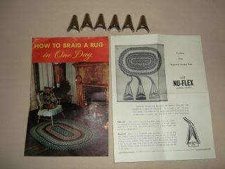 Vtg 6 Rug Braiding Cones W/ Instructions Pattern Book 1949 Nu - Flex Company