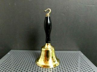 Vintage School House Teacher ' s Hand Bell Brass with Wood Handle 7 