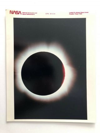 Vintage Nasa Photo Solar Eclipse Space Program Apollo Astronaut