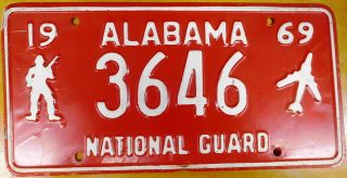 1969 Alabama 3646 National Guard License Plate Auto Car Vehicle Tag