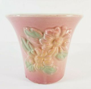 Vintage Hull Pottery Sunglow Pink 4 " Vase Planter Yellow Daisy Sunflower Usa