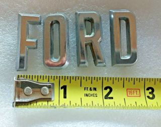 Vintage Oem 1957 Ford Ranchero Hood Chrome F - O - R - D Letter Emblem P/n Bac - 16606