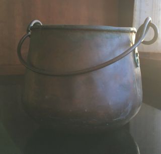 Antique/vintage Copper Small Cauldron Pot With Handle - Age Old Patina