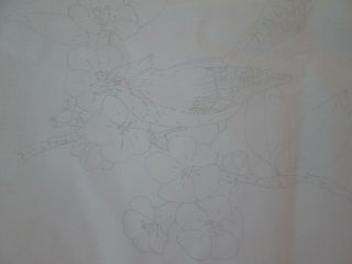 Vintage Bird Quilt Blocks Stamped Fabric Panel To Paint Or Embroider F1778