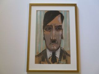 Vintage Antique Ww2 Portrait Of An Artist Hitler Mystery Artist Modernist Signed