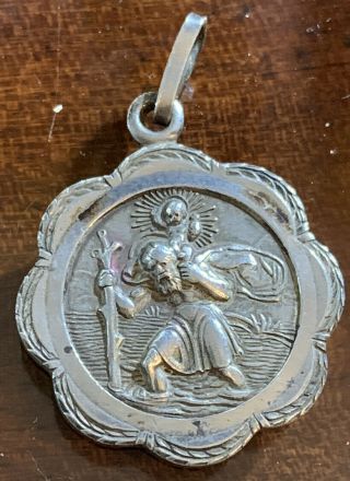 Vintage (1930s) Sterling Silver St Christopher With Biplane,  Early Train And Car