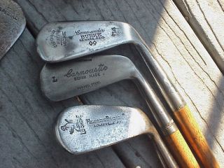 3 Antique Hickory Shafted Iron Golf Clubs,  Names Seen On Photos