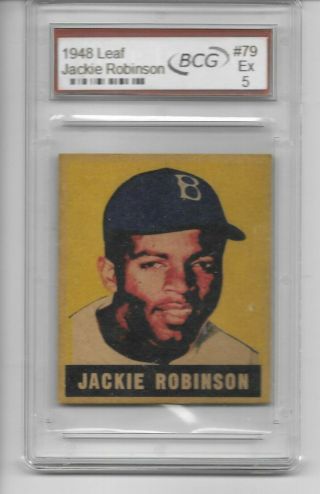 1948 Leaf Jackie Robinson Rookie 79 - Below - Bcg Ex 5