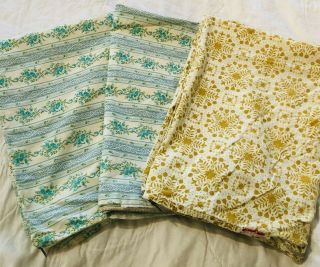 3 Vtg Striped Bed Pillow Cases Floral Pink Roses W/ Zippers For Feather Pillow?