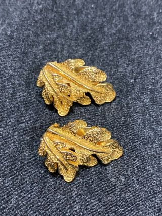 Vintage Signed Mimi Di N Art Deco Gold Leaf Clip On Earrings 1980’s