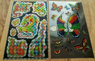 Vintage Mark 1 Chrome Stickers 1984 Dragons Butterflies 2 Sheets