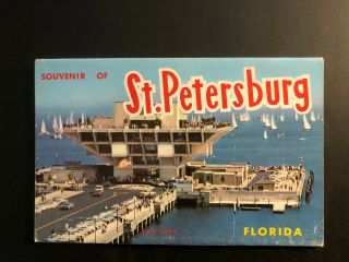 Old Vintage " St.  Petersburg - Florida " Fold Out Views Printed 1975 Made In Usa