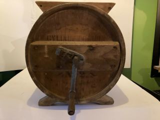 Antique Vintage Barrel Style Metal & Wood Butter Churn W/ Iron Crank