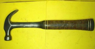 Vintage Estwing 16oz Claw Hammer W/ Leather Handle / Grip Usa Steel