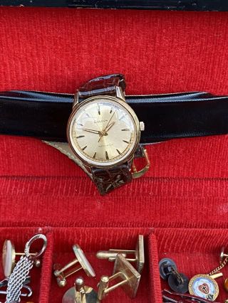 Vintage Men’s Jewelry Box 2 Bulova Watches 50s Swank Cufflinks And More 2